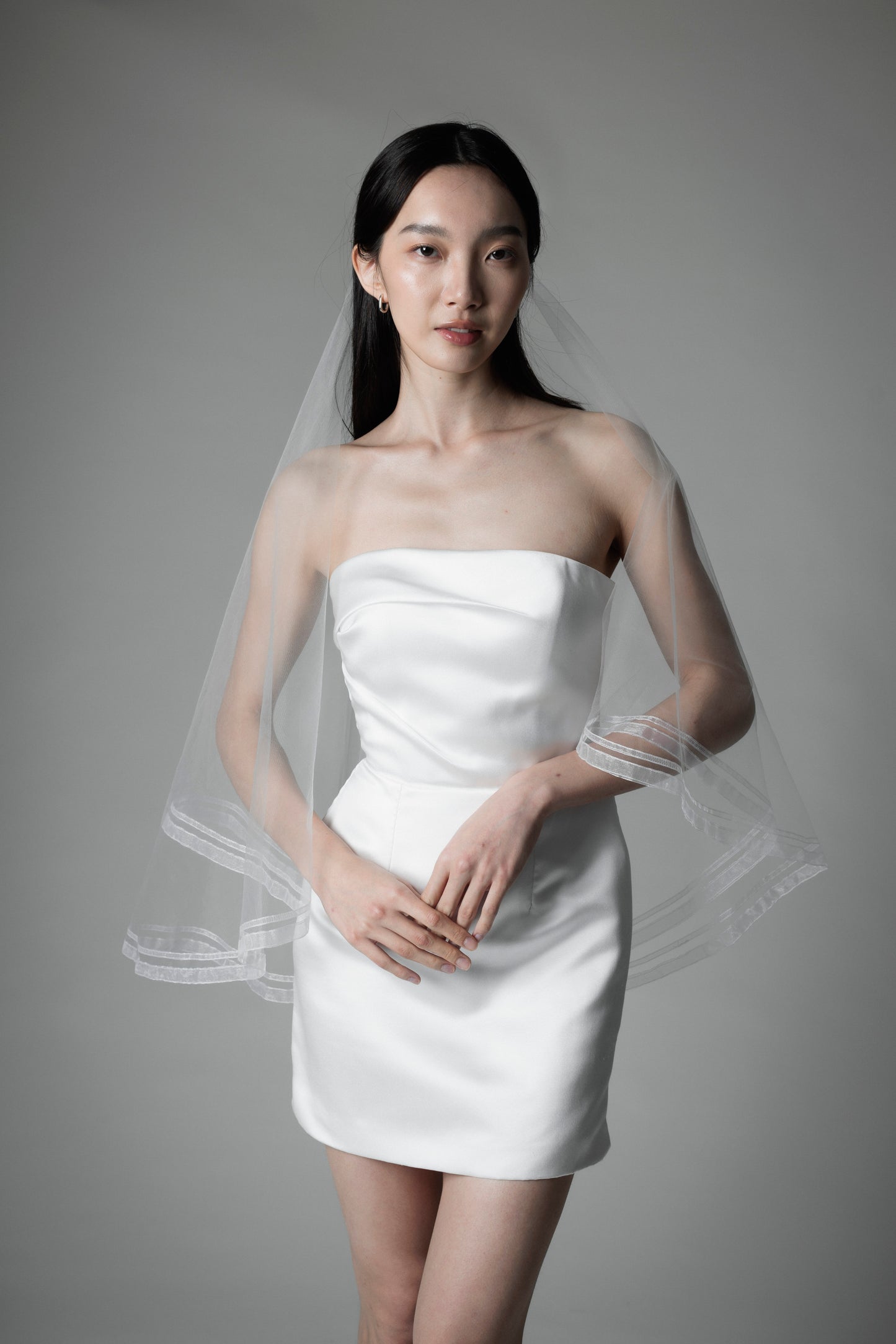 Twin Organza Ribbon Veil