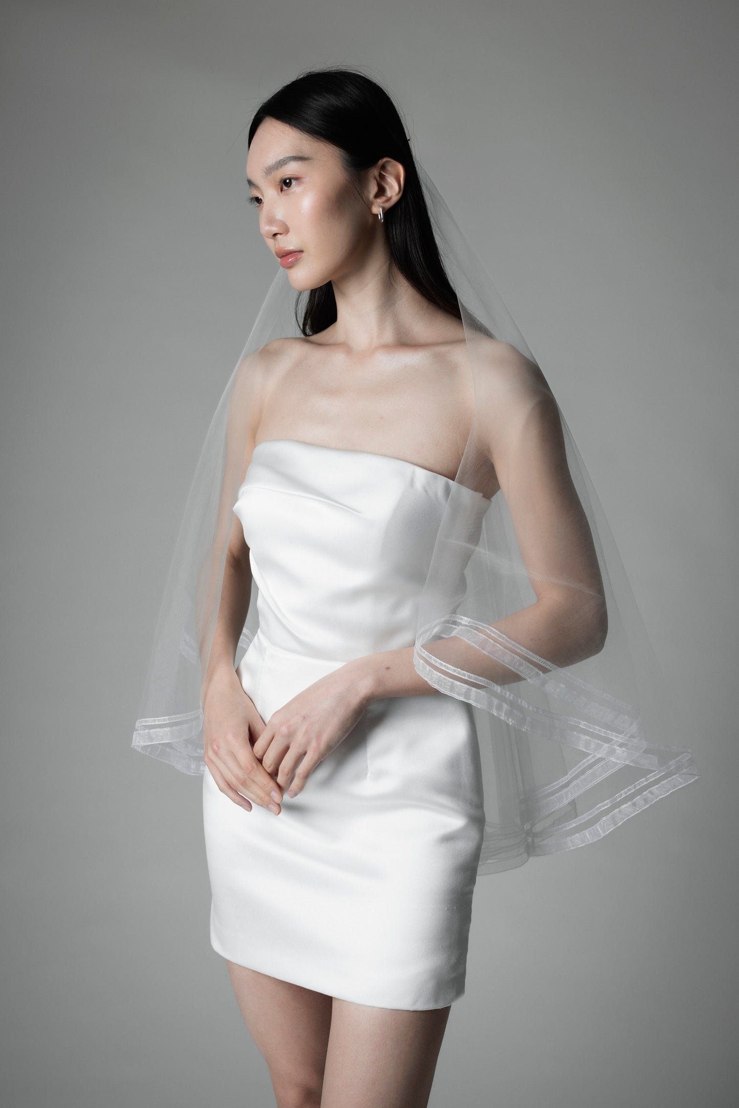 Twin Organza Ribbon Veil