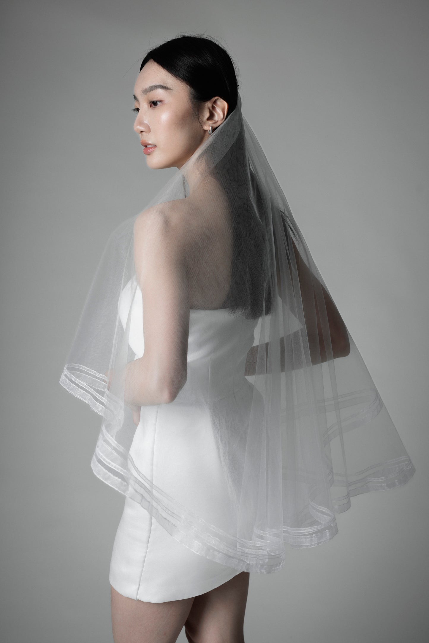 Twin Organza Ribbon Veil
