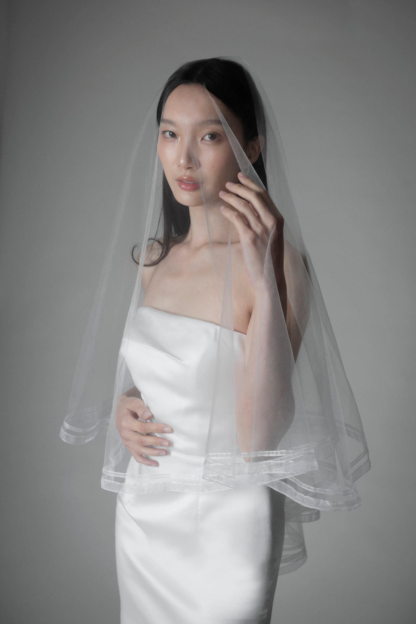 Twin Organza Ribbon Veil