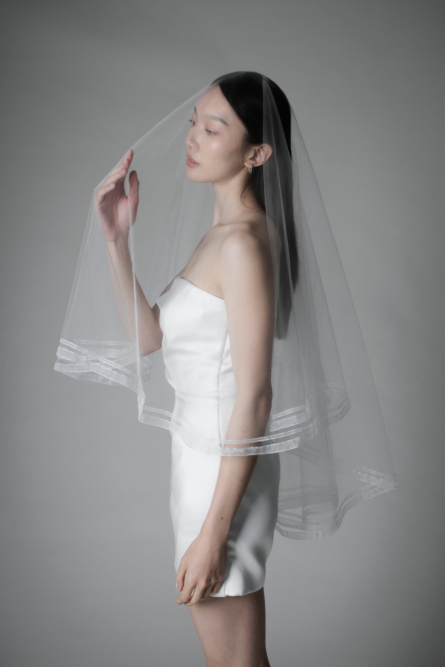 Twin Organza Ribbon Veil