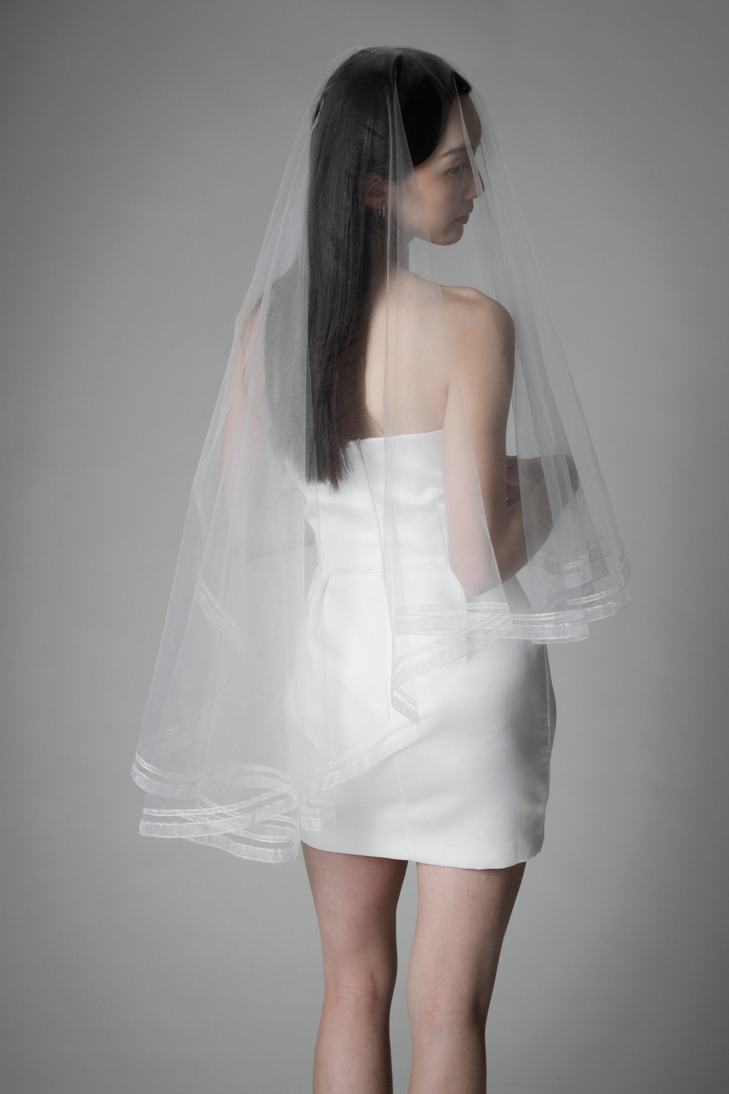 Twin Organza Ribbon Veil