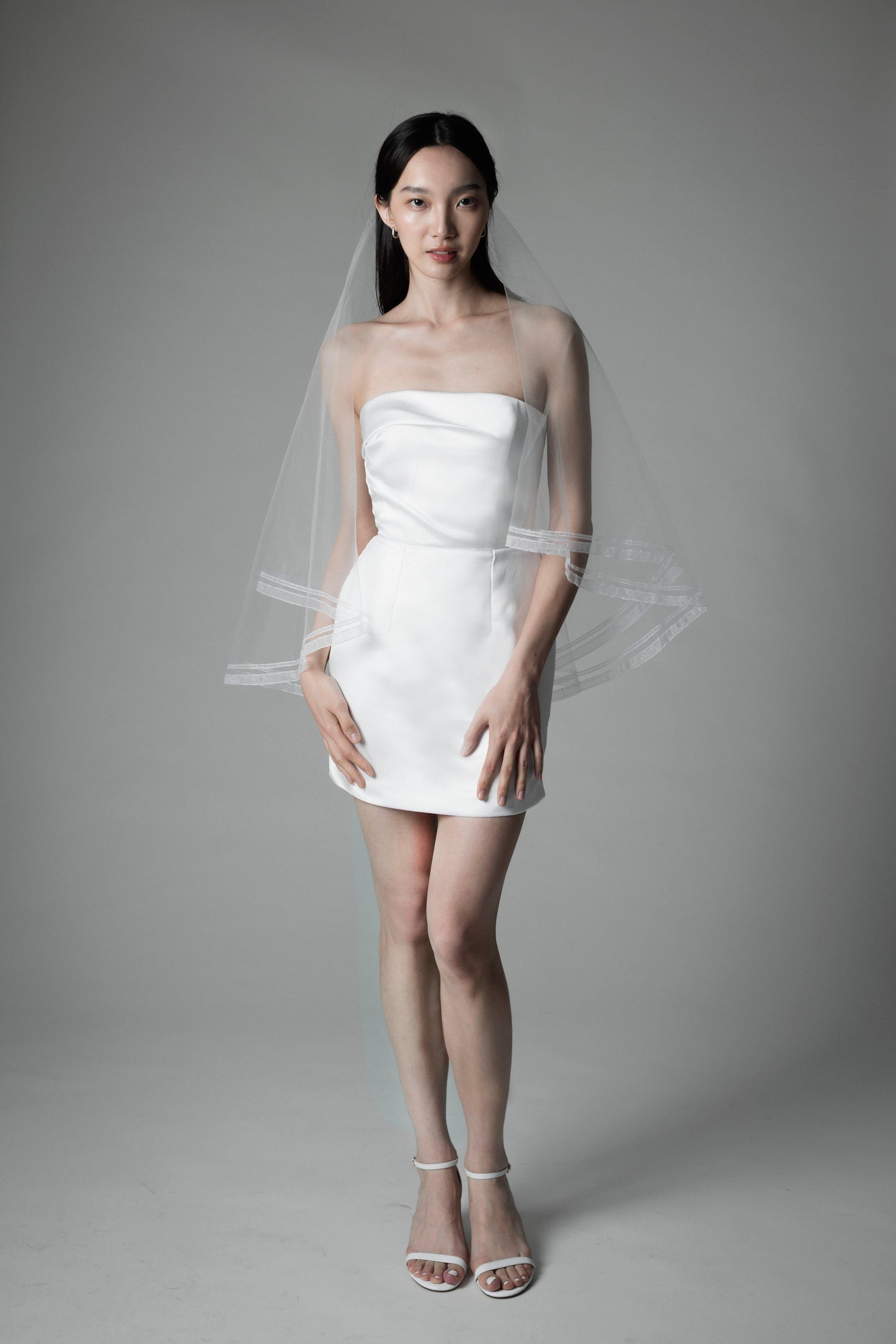 Twin Organza Ribbon Veil