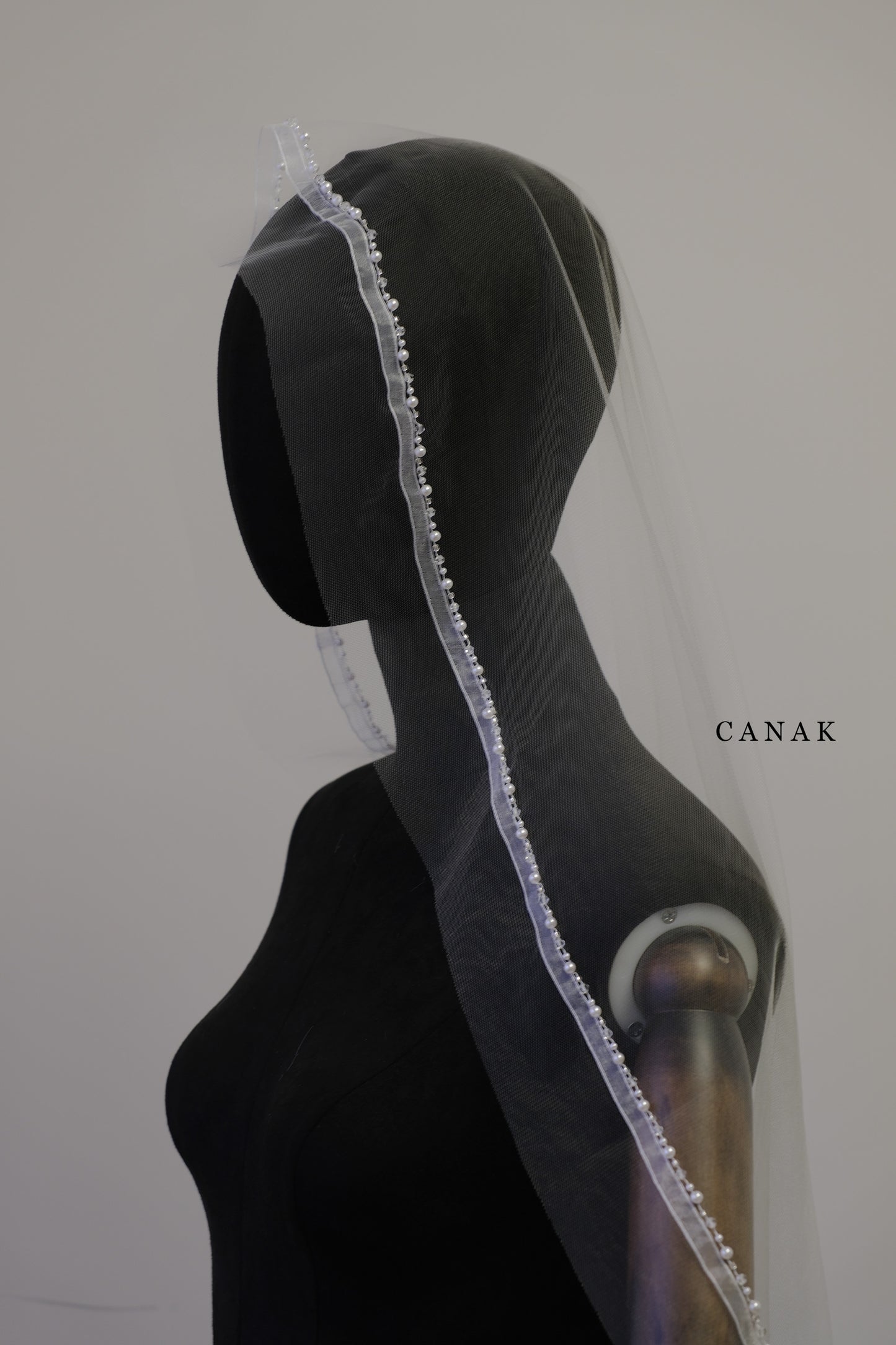 Lila Beaded Ribbon Veil (made to order)