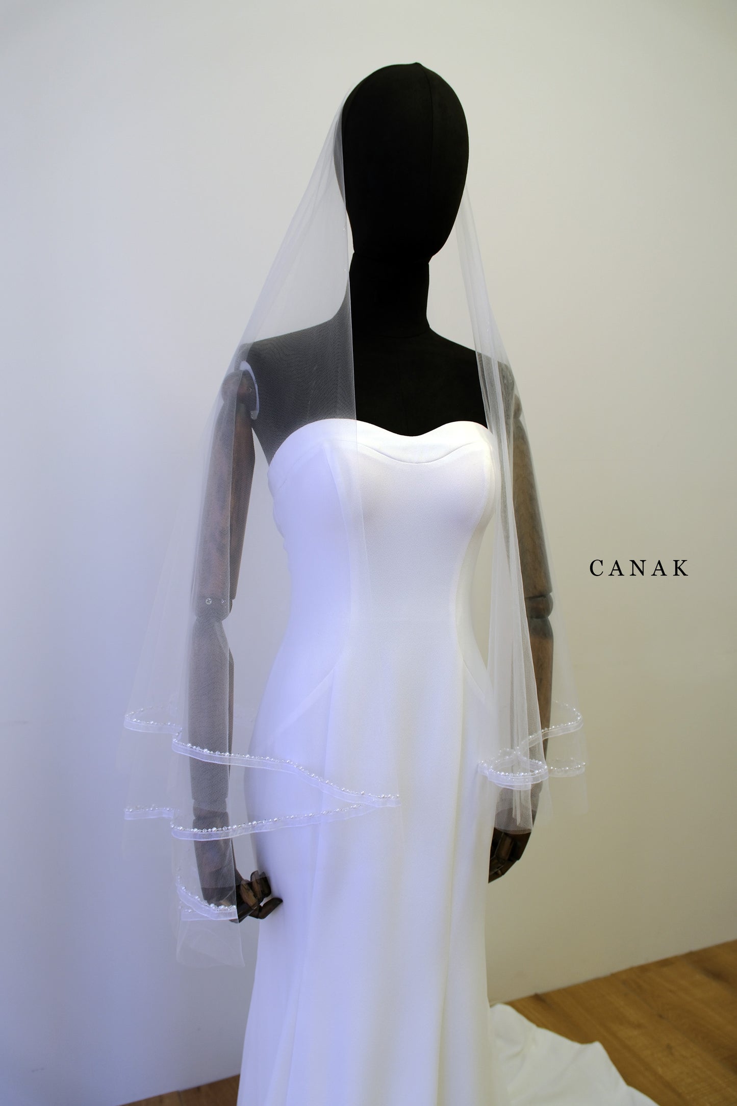 Lila Beaded Ribbon Veil (made to order)