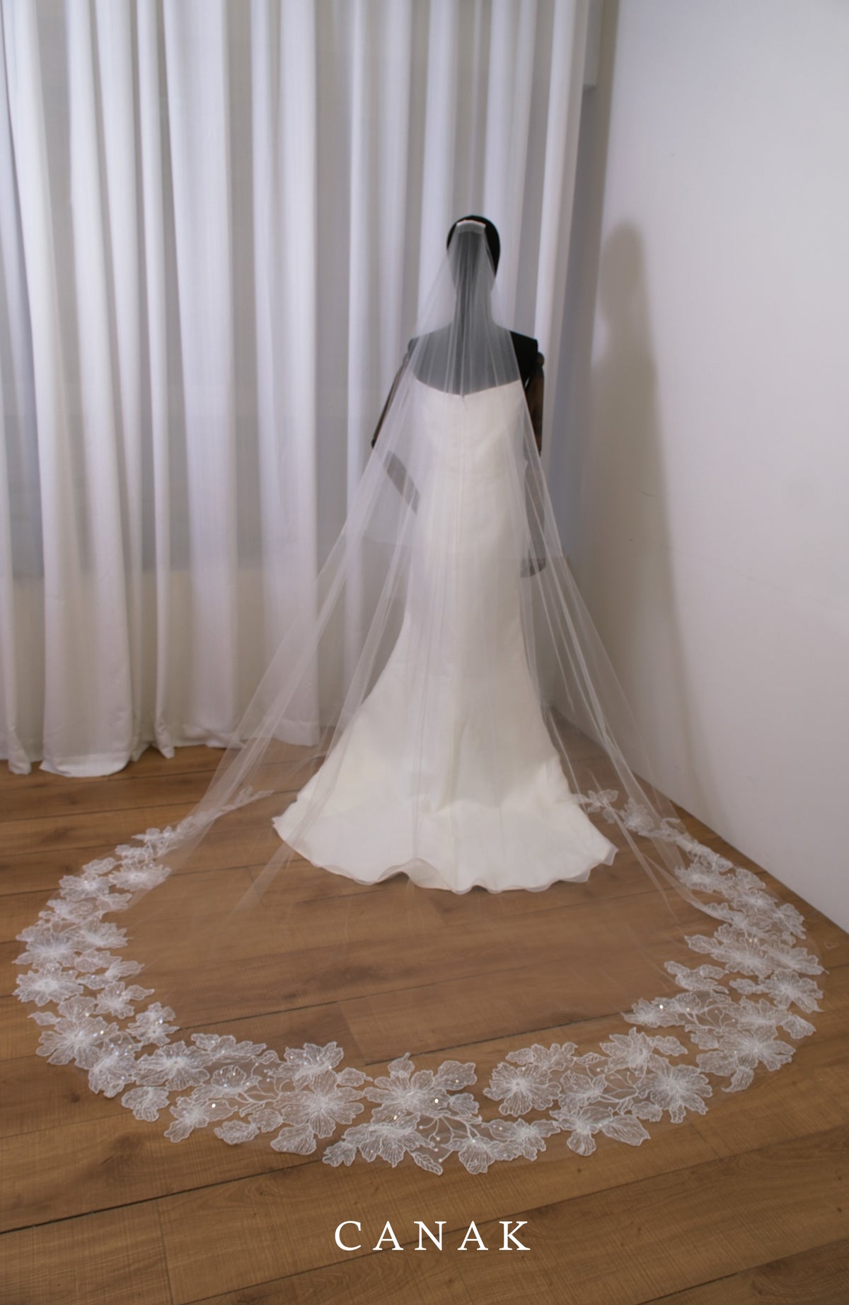 Sequined Lily Lace Veil (made to order)