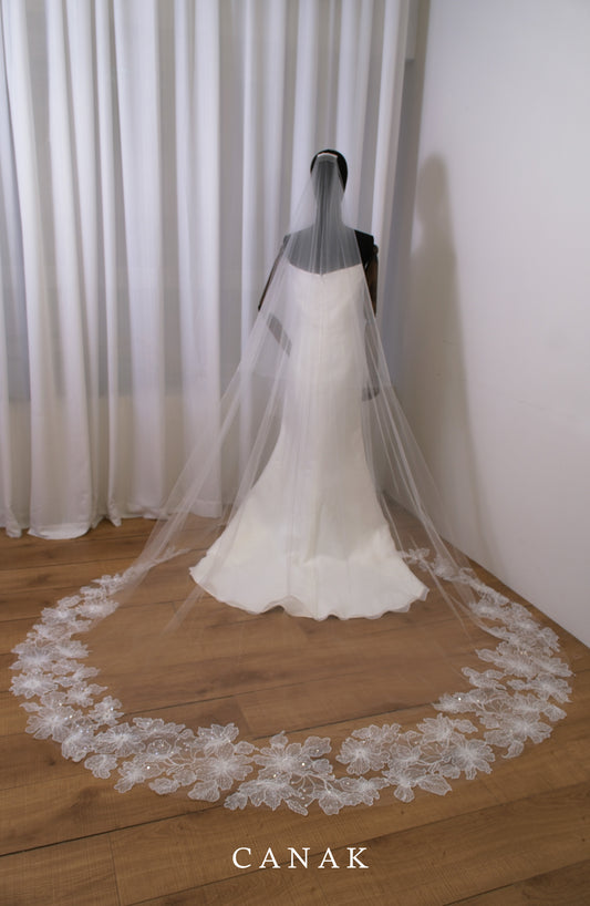 Sequined Lily Lace Veil (made to order)