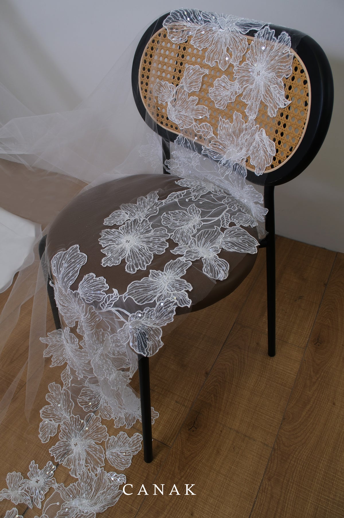 Sequined Lily Lace Veil (made to order)