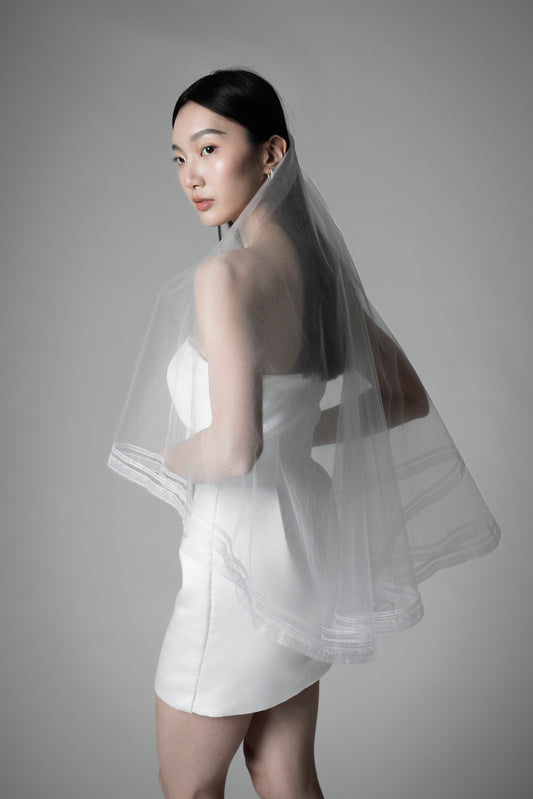 Twin Organza Ribbon Veil